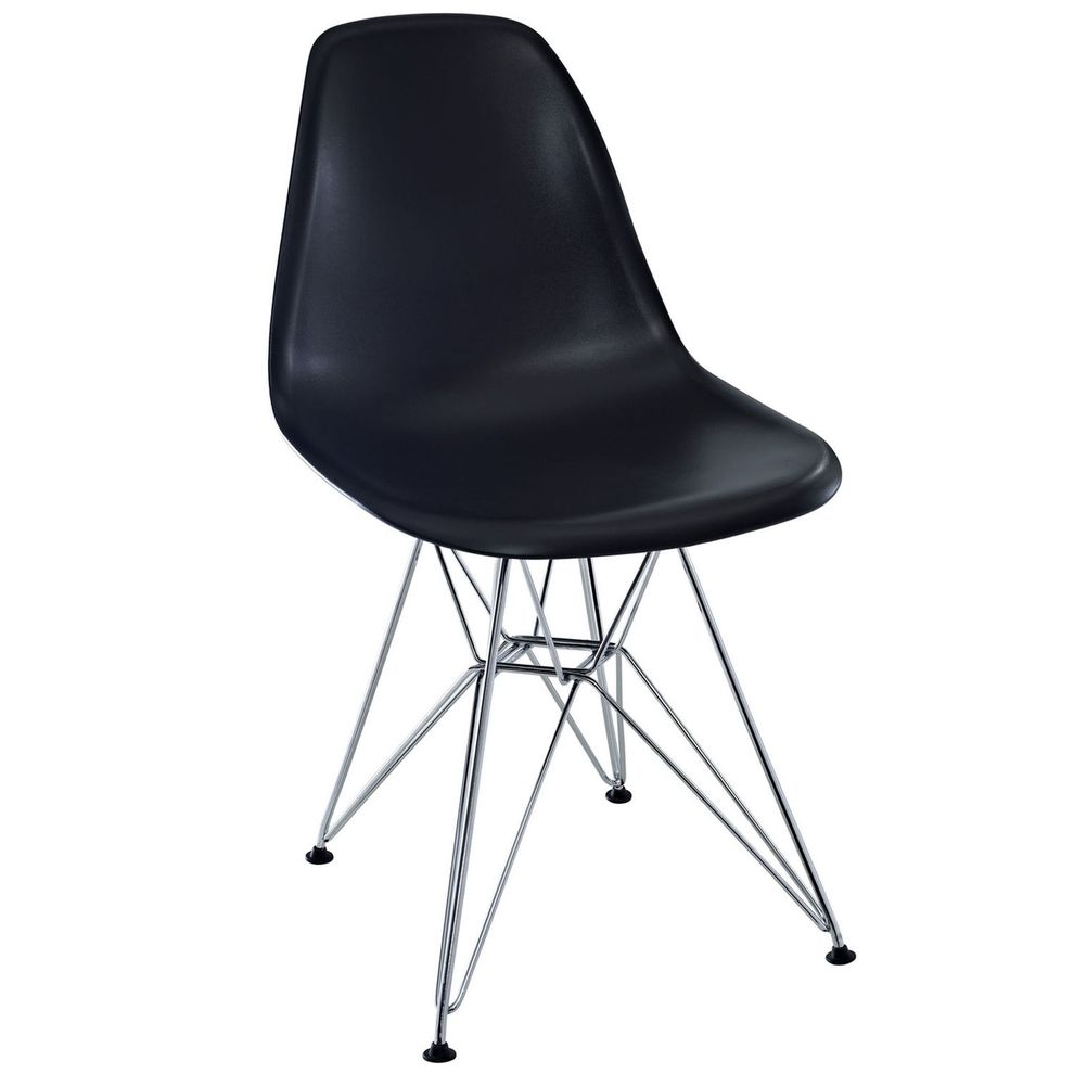 Wire casual side dining chair in black by Modway