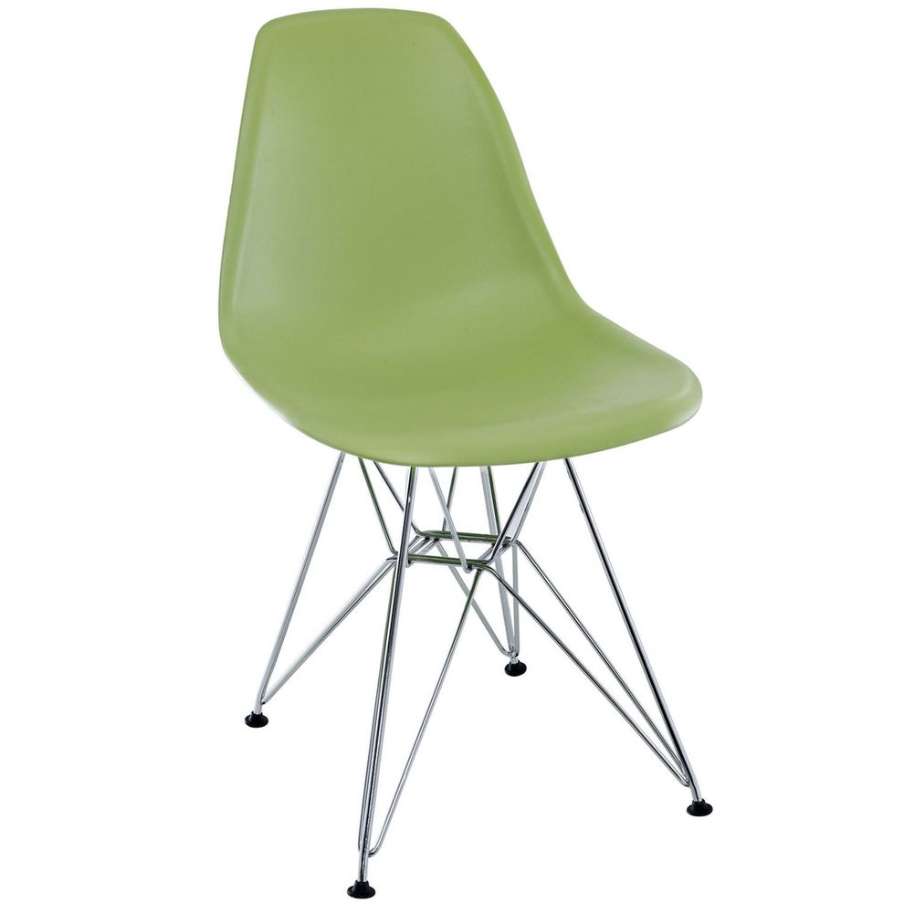 Wire casual side dining chair in green by Modway