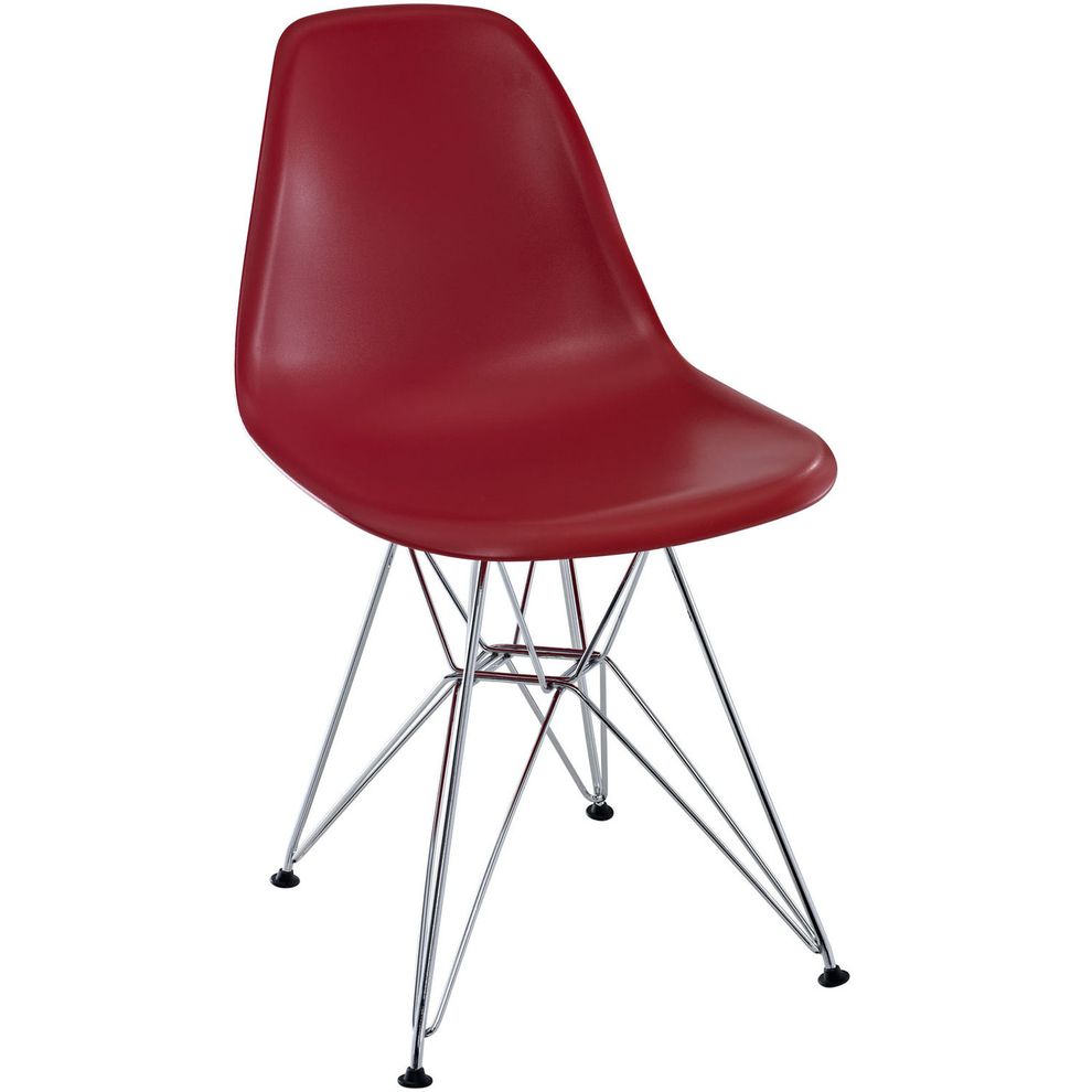 Wire casual side dining chair in red by Modway
