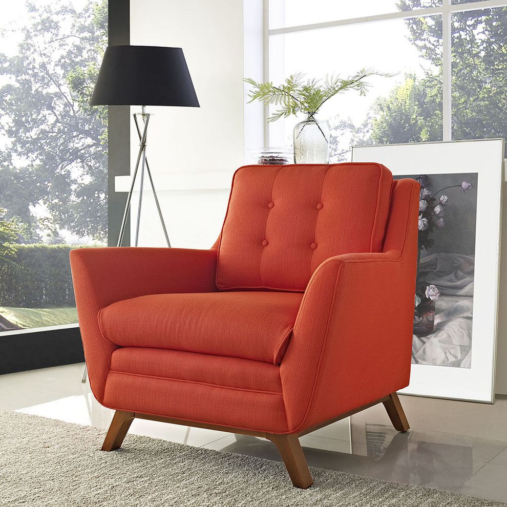Atomic red fabric mid-century style modern chair by Modway