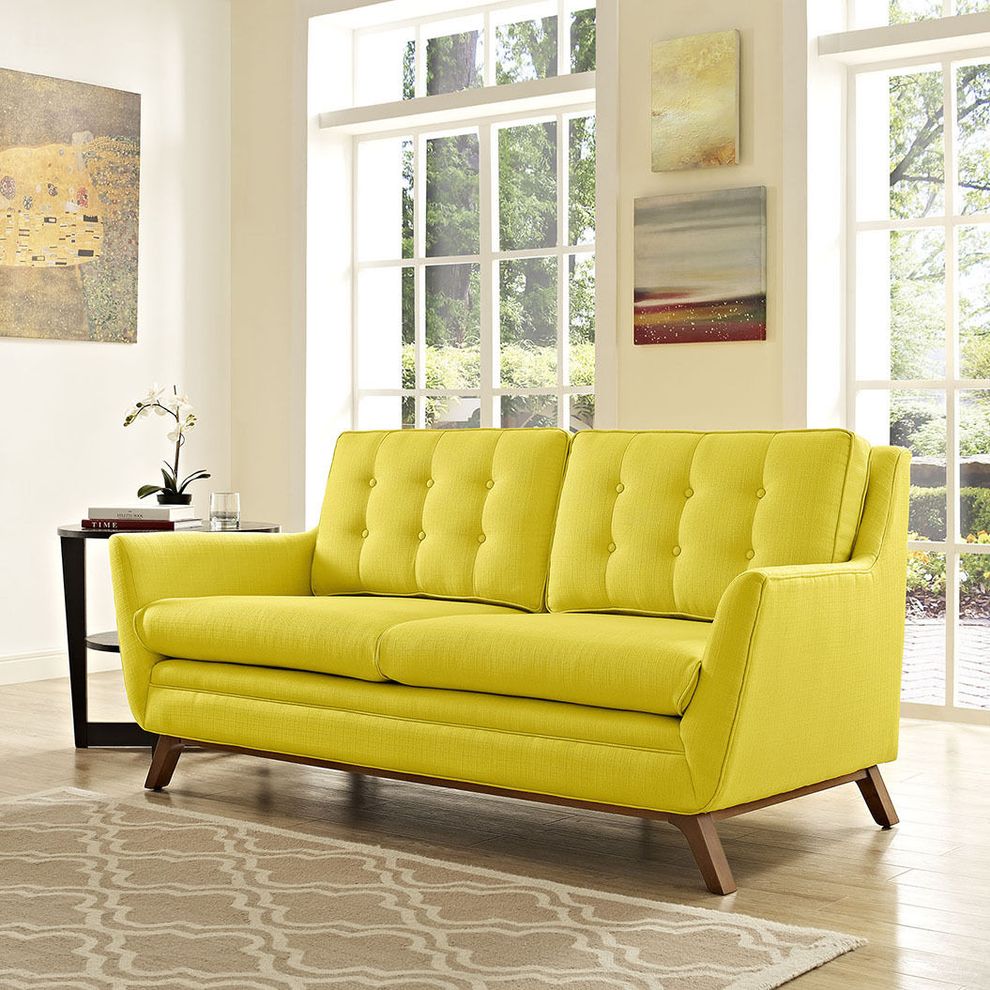 Sunny fabric mid-century style modern loveseat by Modway