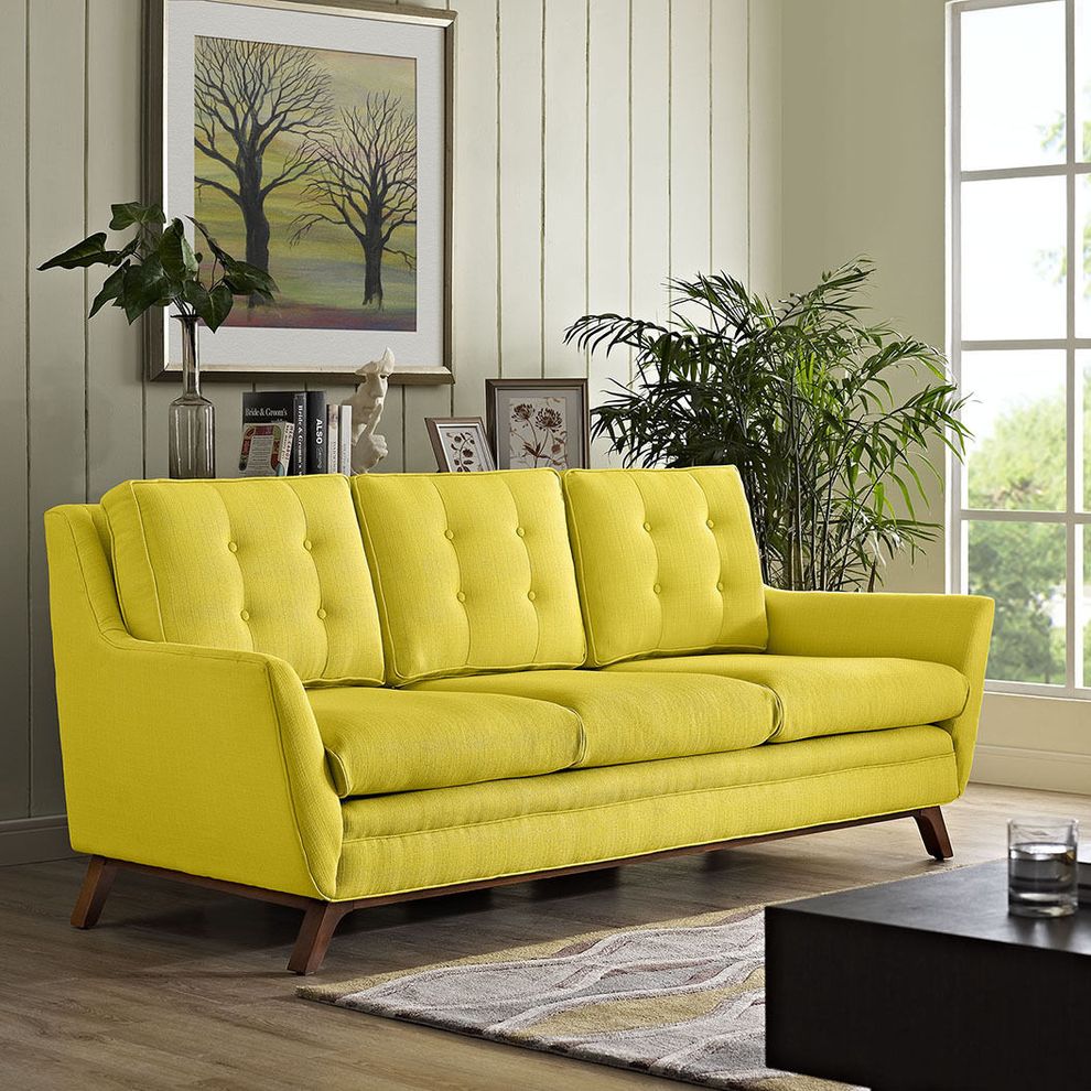 Sunny fabric mid-century style modern sofa by Modway