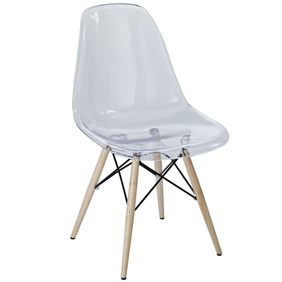 Pyramid base clear side chair by Modway