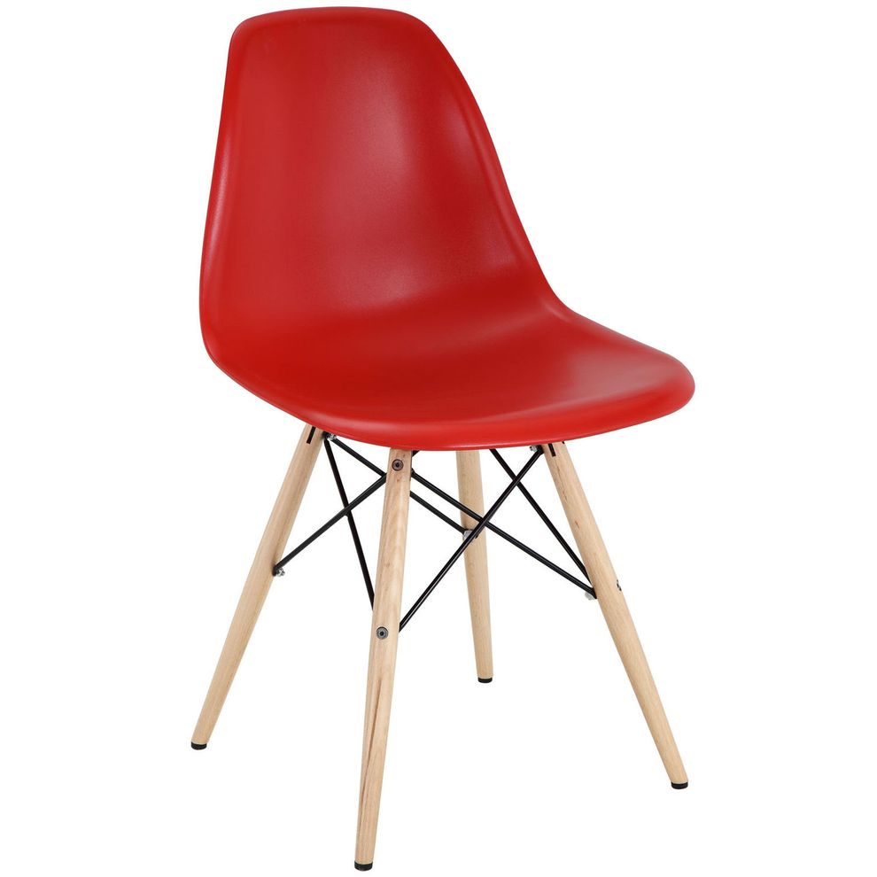 Pyramid base red side chair by Modway