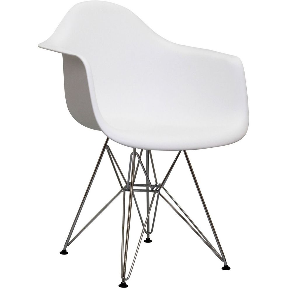 Pyramid base modern casual white dining chair by Modway