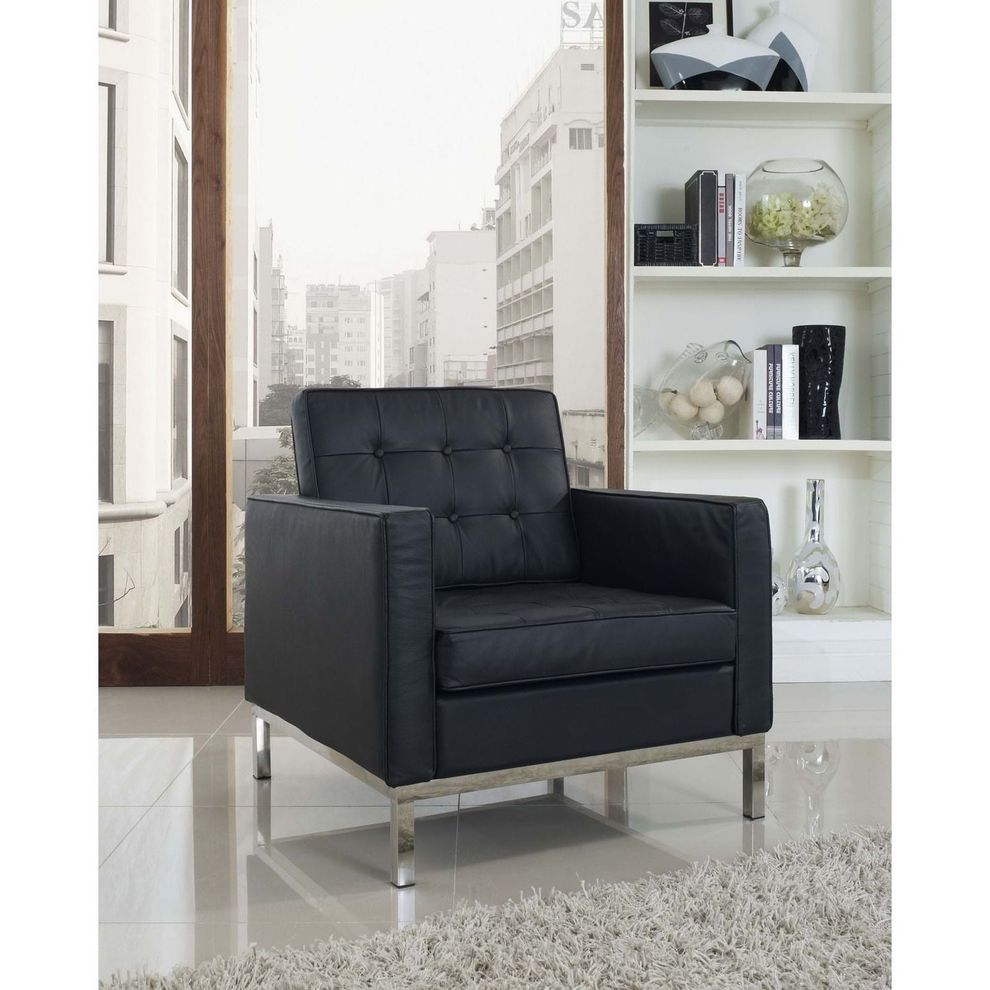 Tufted back design contemporary leather chair by Modway