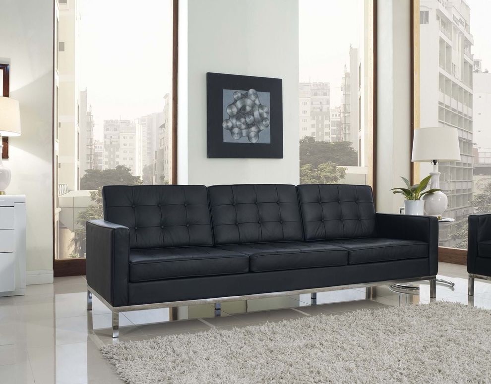 Tufted back design contemporary leather sofa by Modway