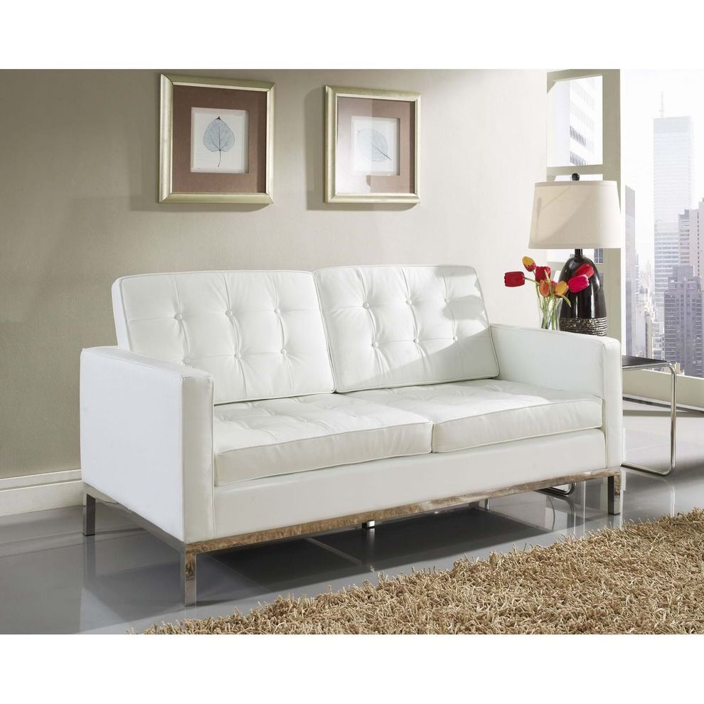 Tufted back design contemporary leather loveseat by Modway