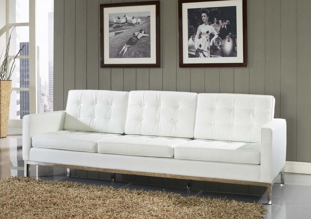 Tufted back design contemporary leather sofa by Modway