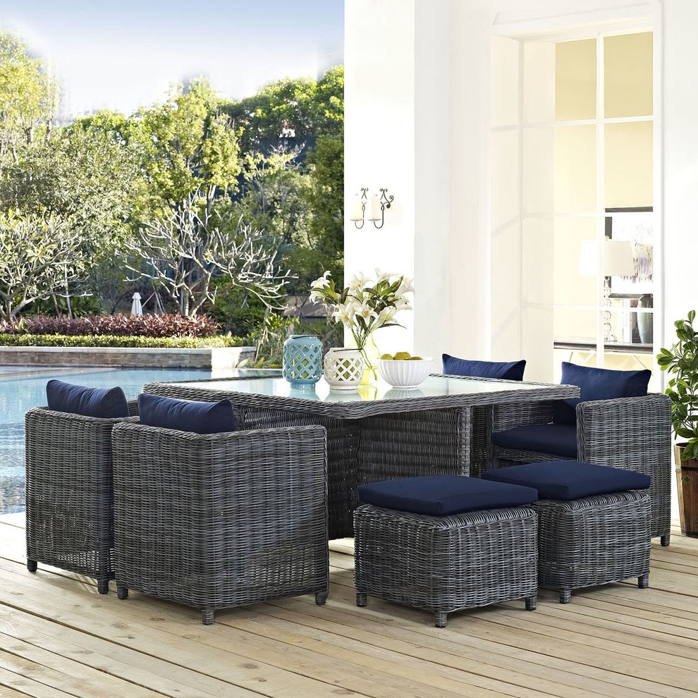 9 piece outdoor / patio rattan dining set by Modway