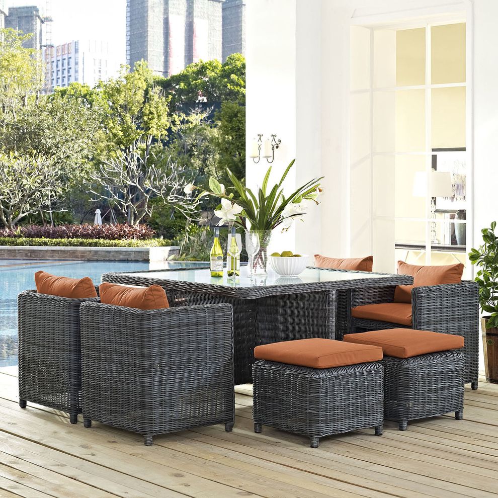 9 piece outdoor / patio rattan dining set by Modway