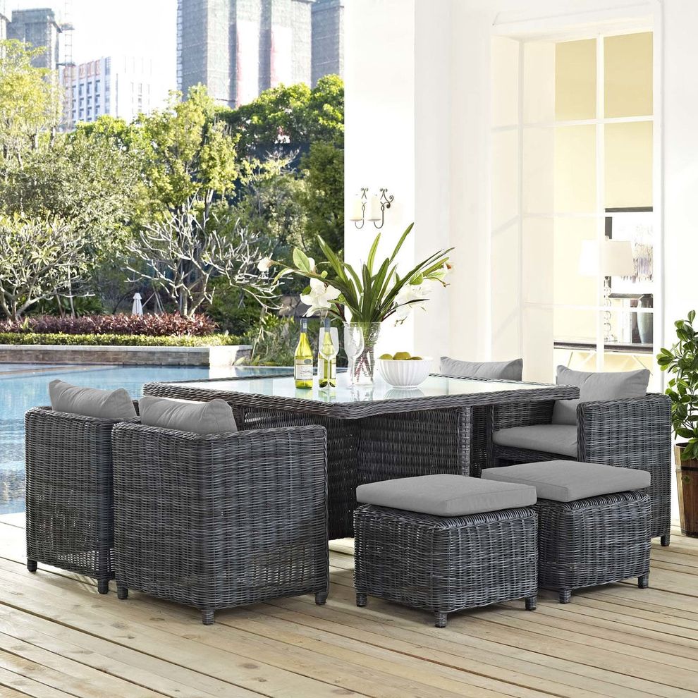 9 piece outdoor / patio rattan dining set by Modway