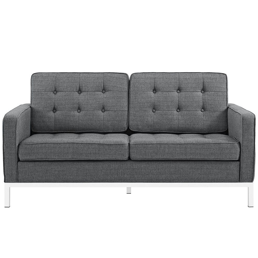 Gray quality fabric retro style loveseat by Modway