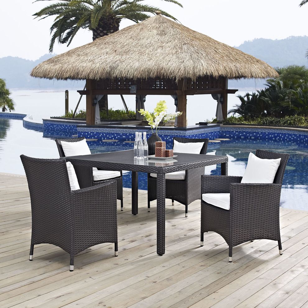 5pcs square outside/patio table + chairs set by Modway