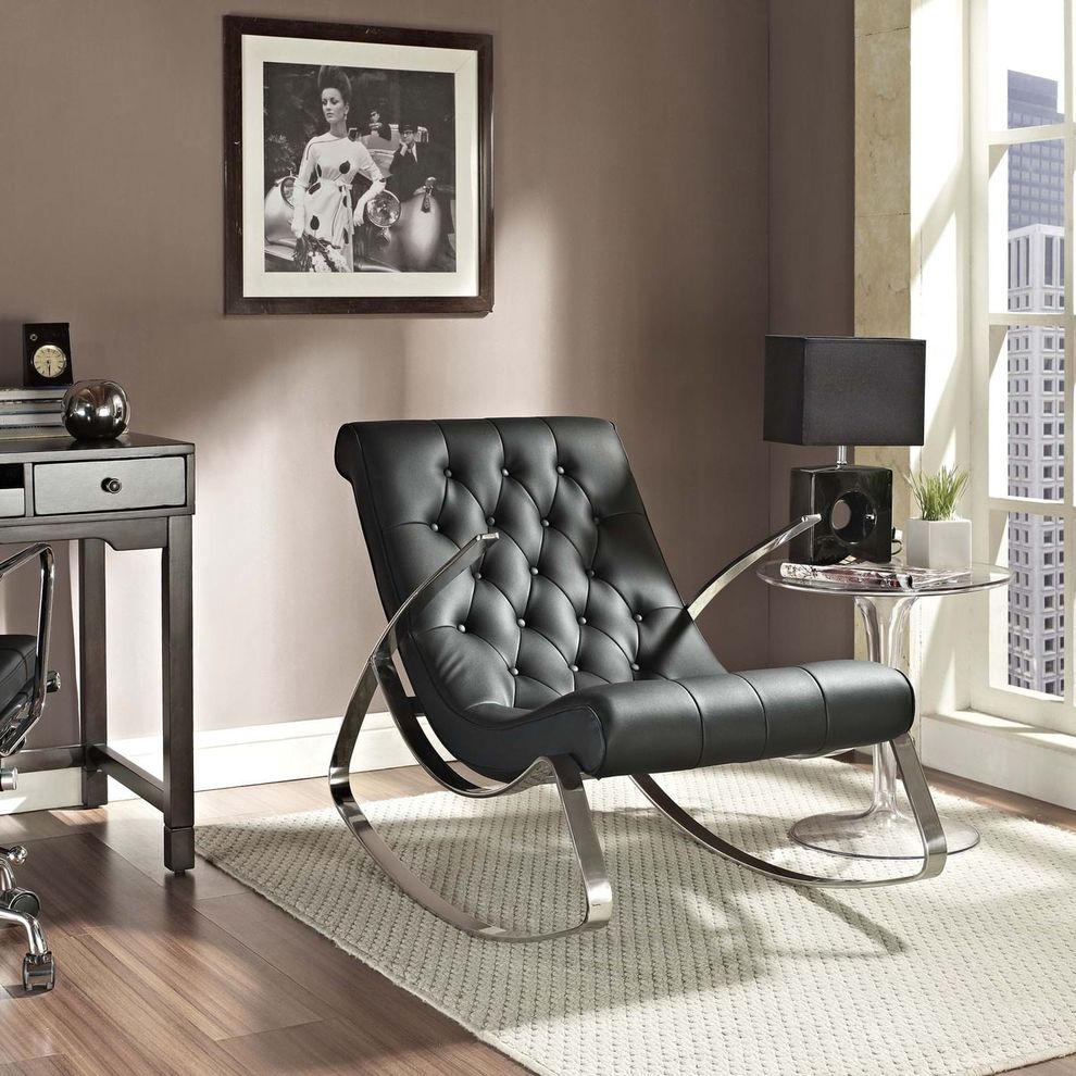 Rocker contemporary chair w/ chrome legs by Modway