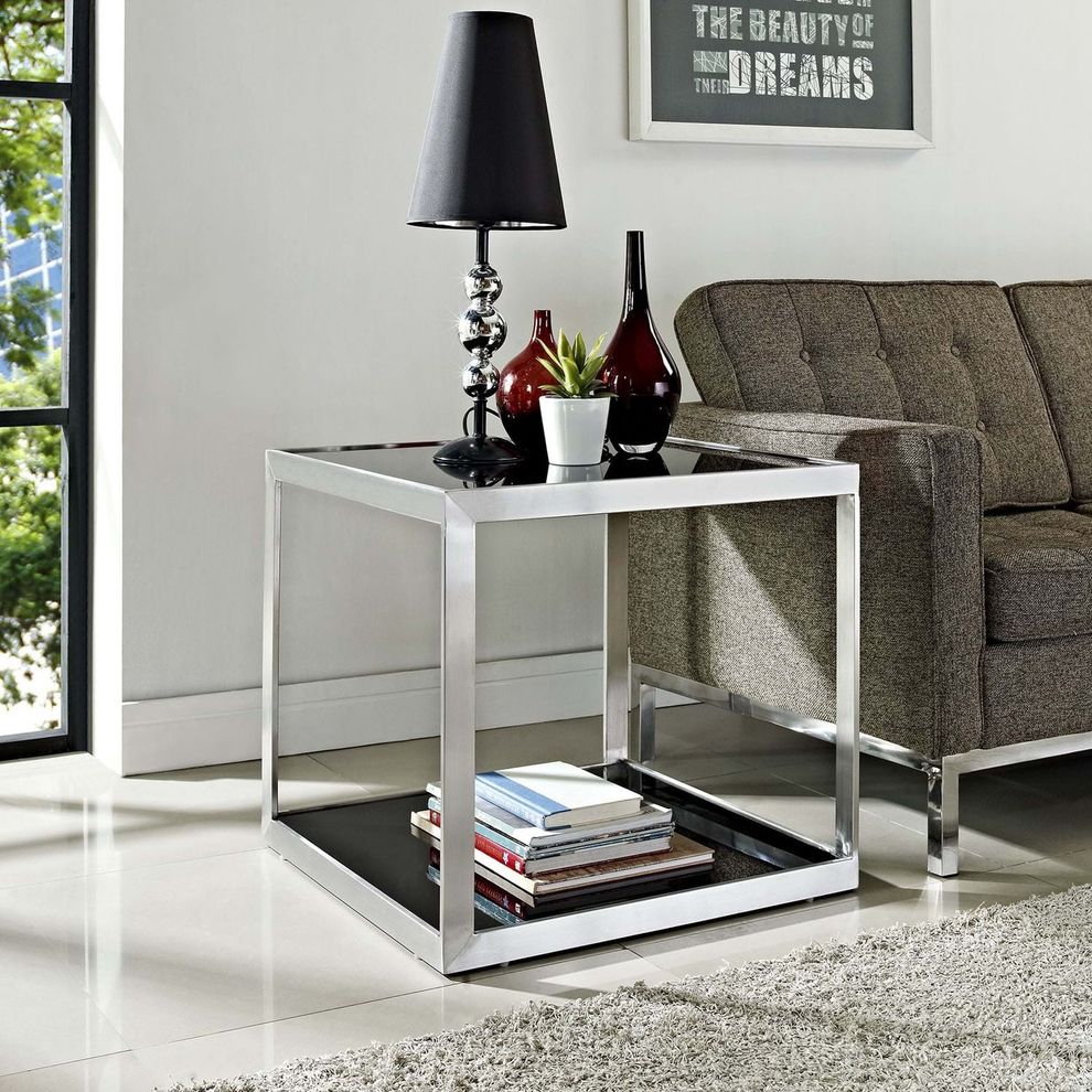 Black open box side table  by Modway