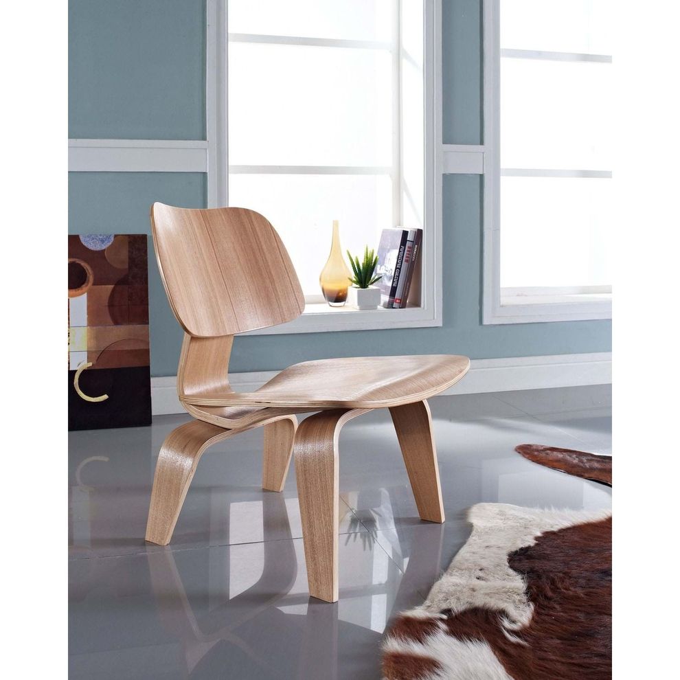 Plywood lounge casual style chair in natural by Modway