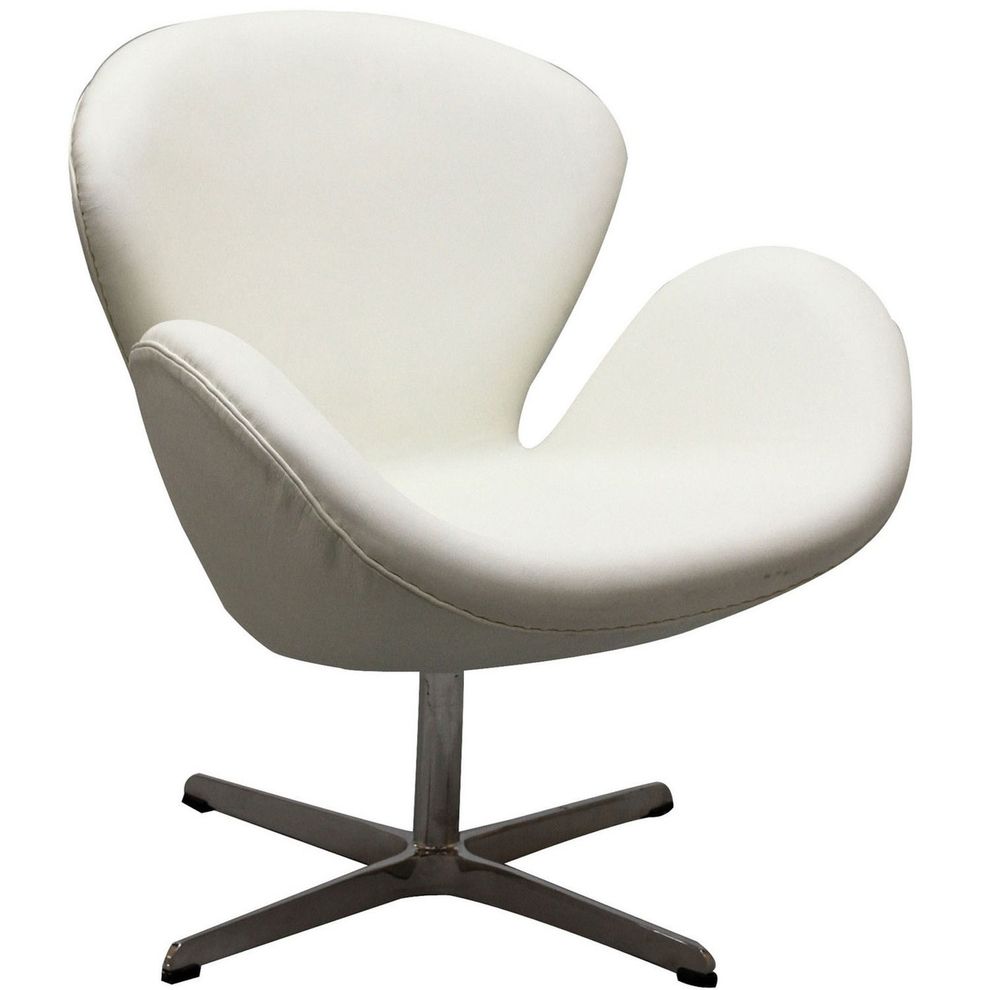 Aniline leather wing lounger chair in white by Modway