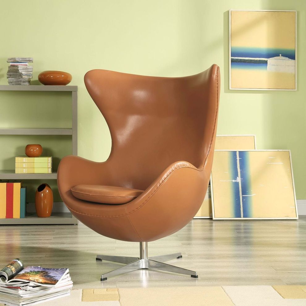 Fine terracota Italian leather lounge chair by Modway