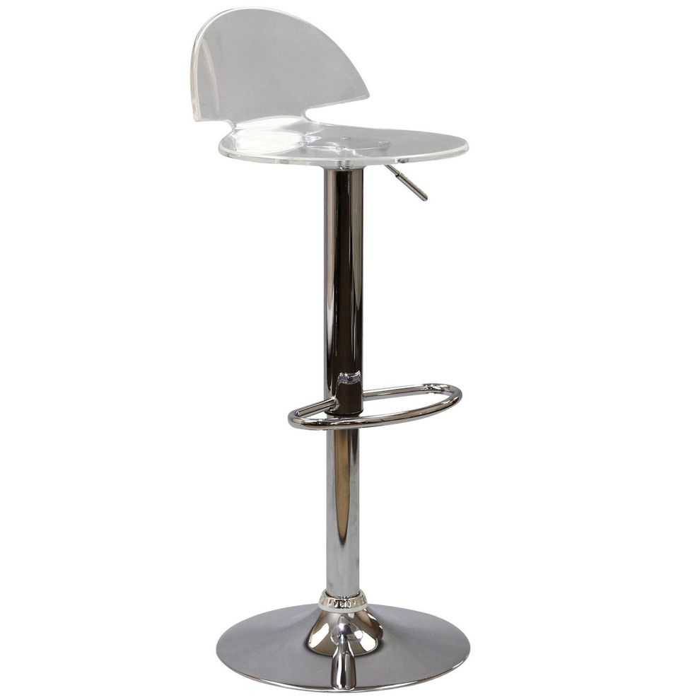 Clear bar stool w/ chrome base by Modway