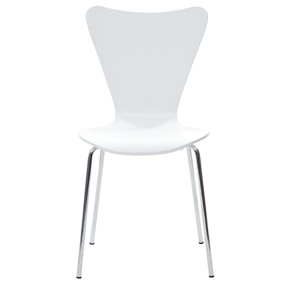 Minimalistic casual side dining chair in white by Modway