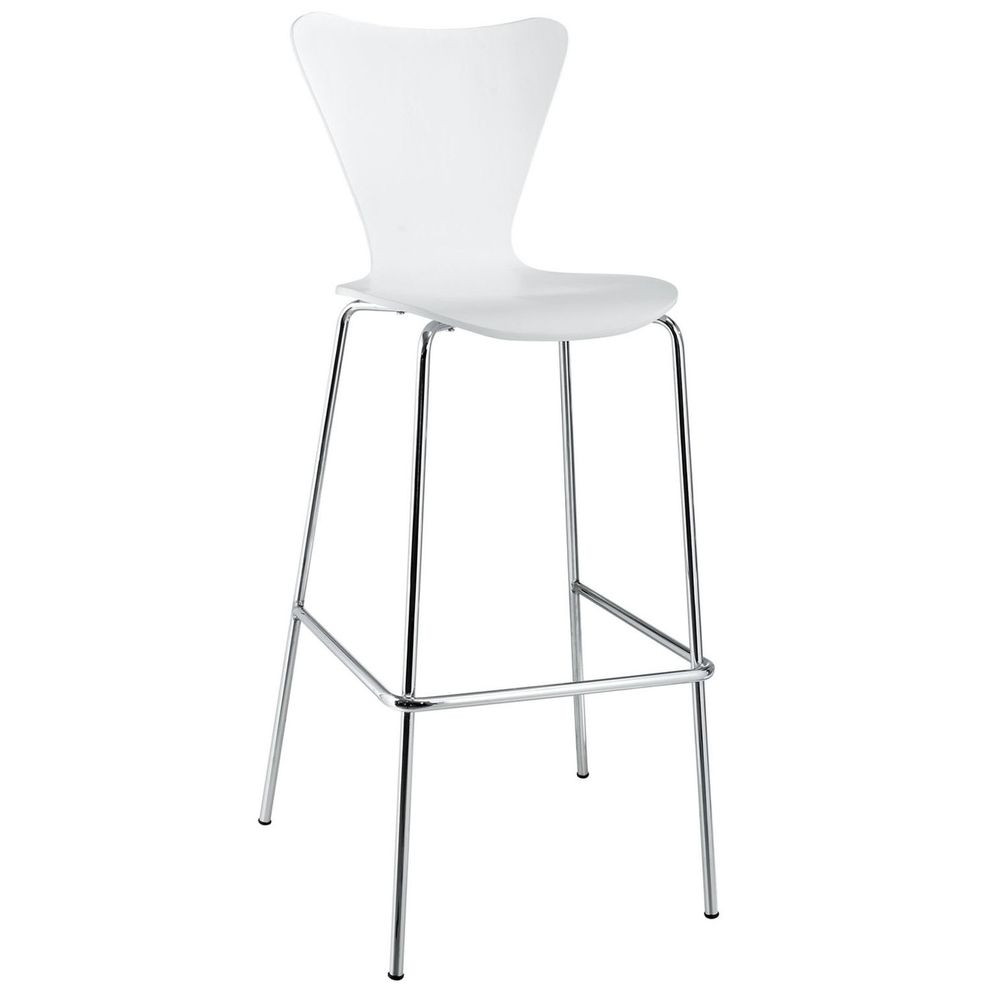 Minimalist bar stool in white by Modway
