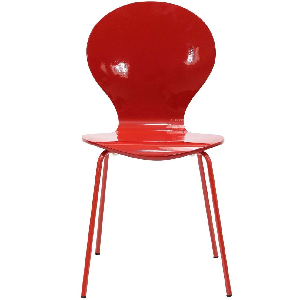 Red dining side chair in glossy lacquer by Modway