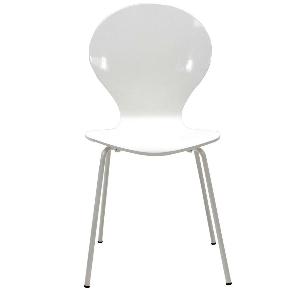 White dining side chair in glossy lacquer by Modway