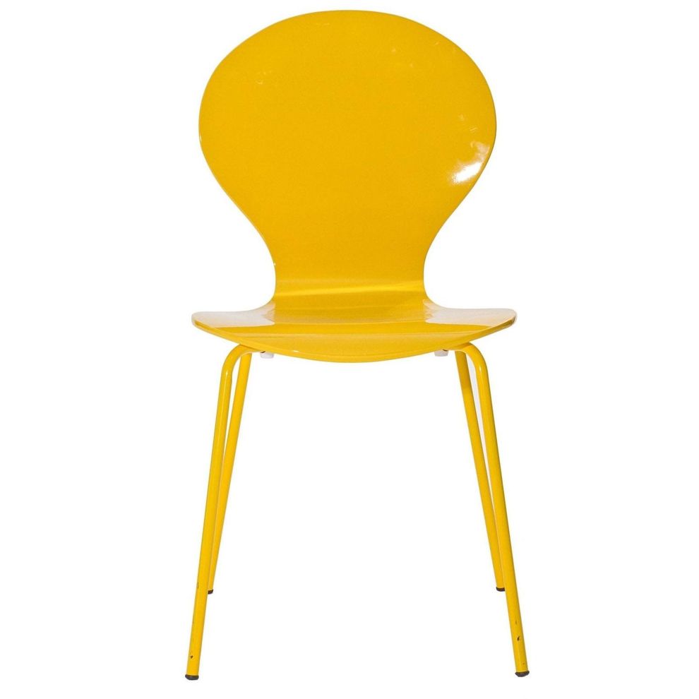 Yellow dining side chair in glossy lacquer by Modway
