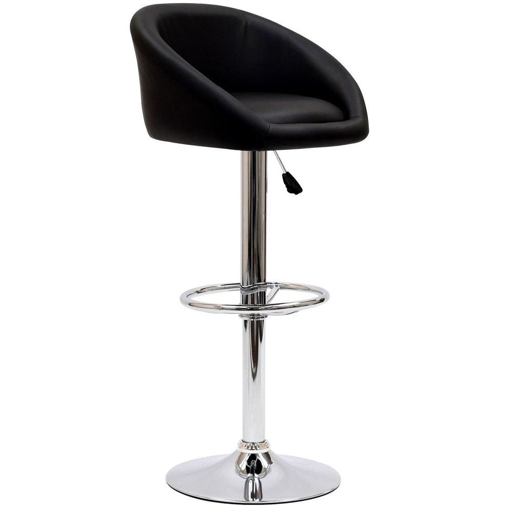 Black swivel bar stool with chrome leg by Modway
