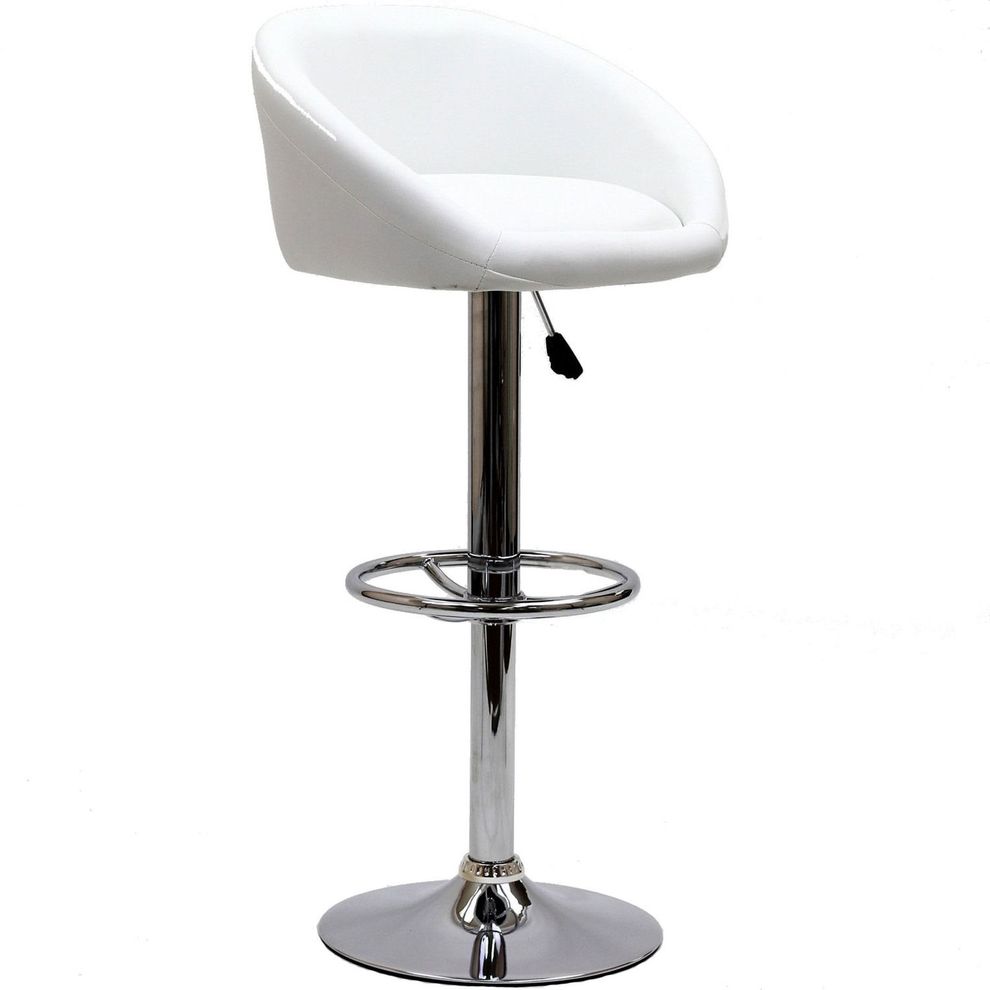 White swivel bar stool with chrome leg by Modway