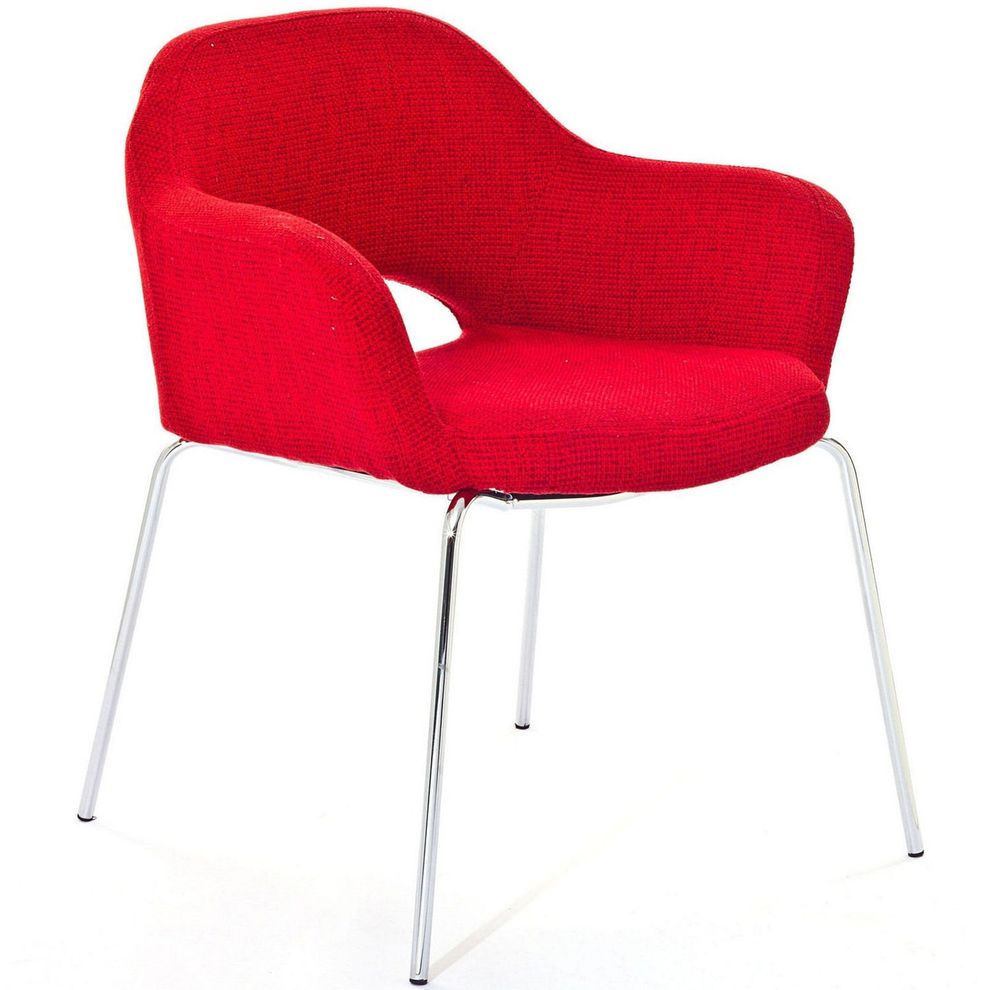 Dual-tone red tweed chair in retro style by Modway