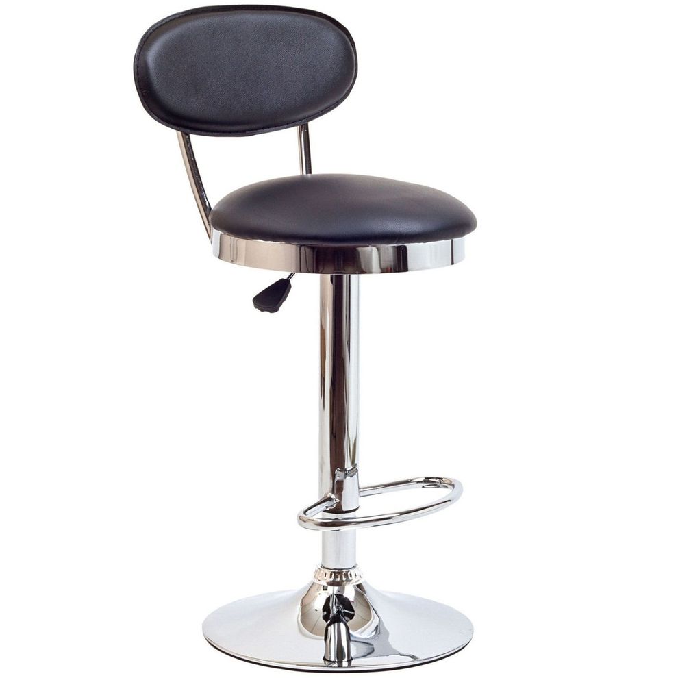 Chrome base classic style black bar stool by Modway
