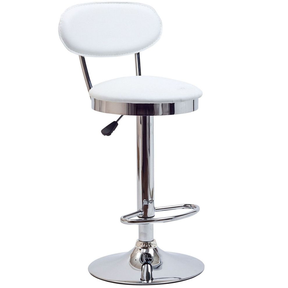 Chrome base classic style white bar stool by Modway