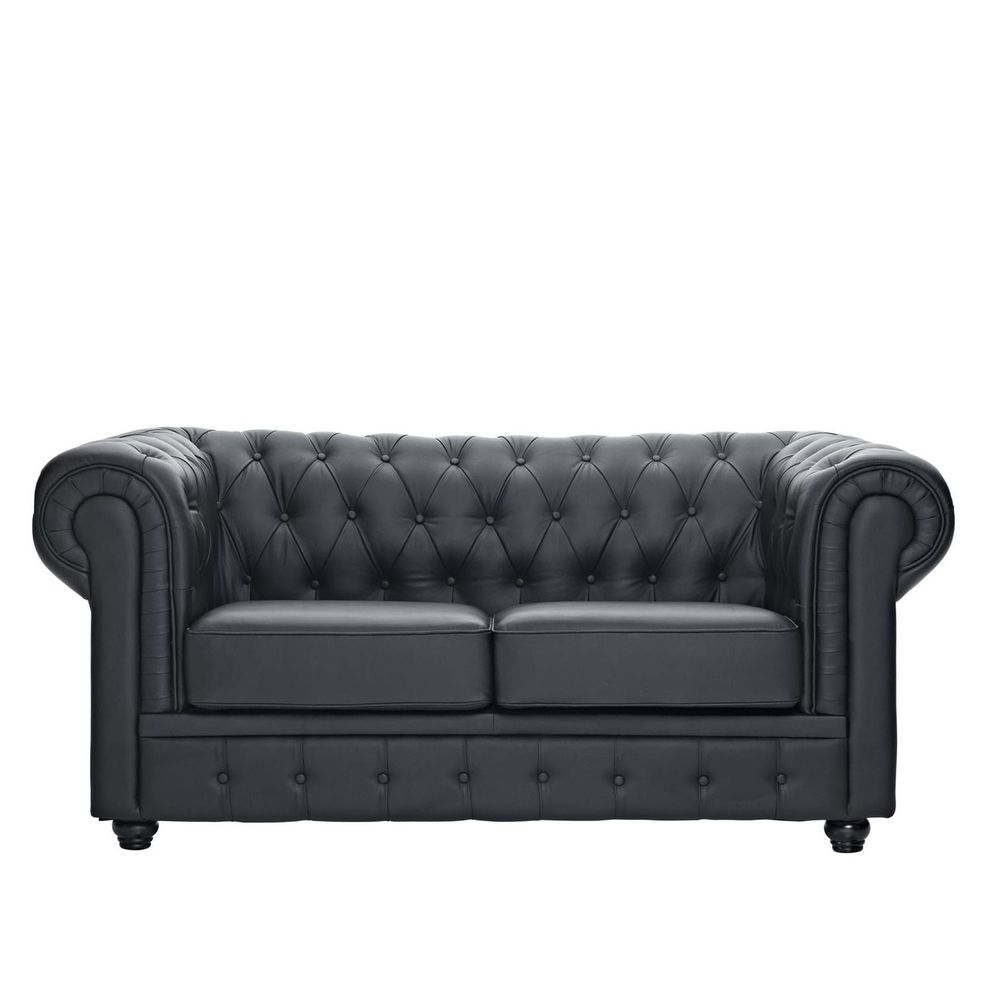 Loveseat in black leather & leather match by Modway