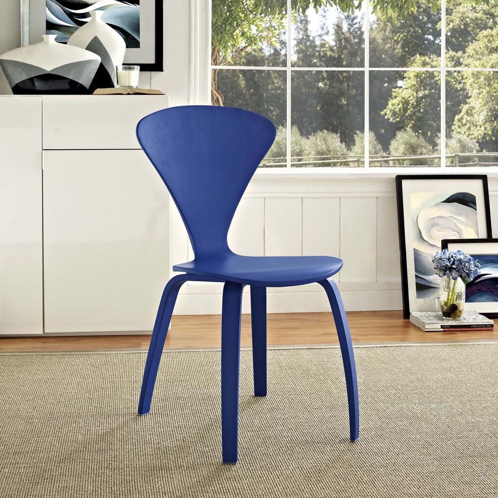 V-shaped back blue casual dining chair by Modway