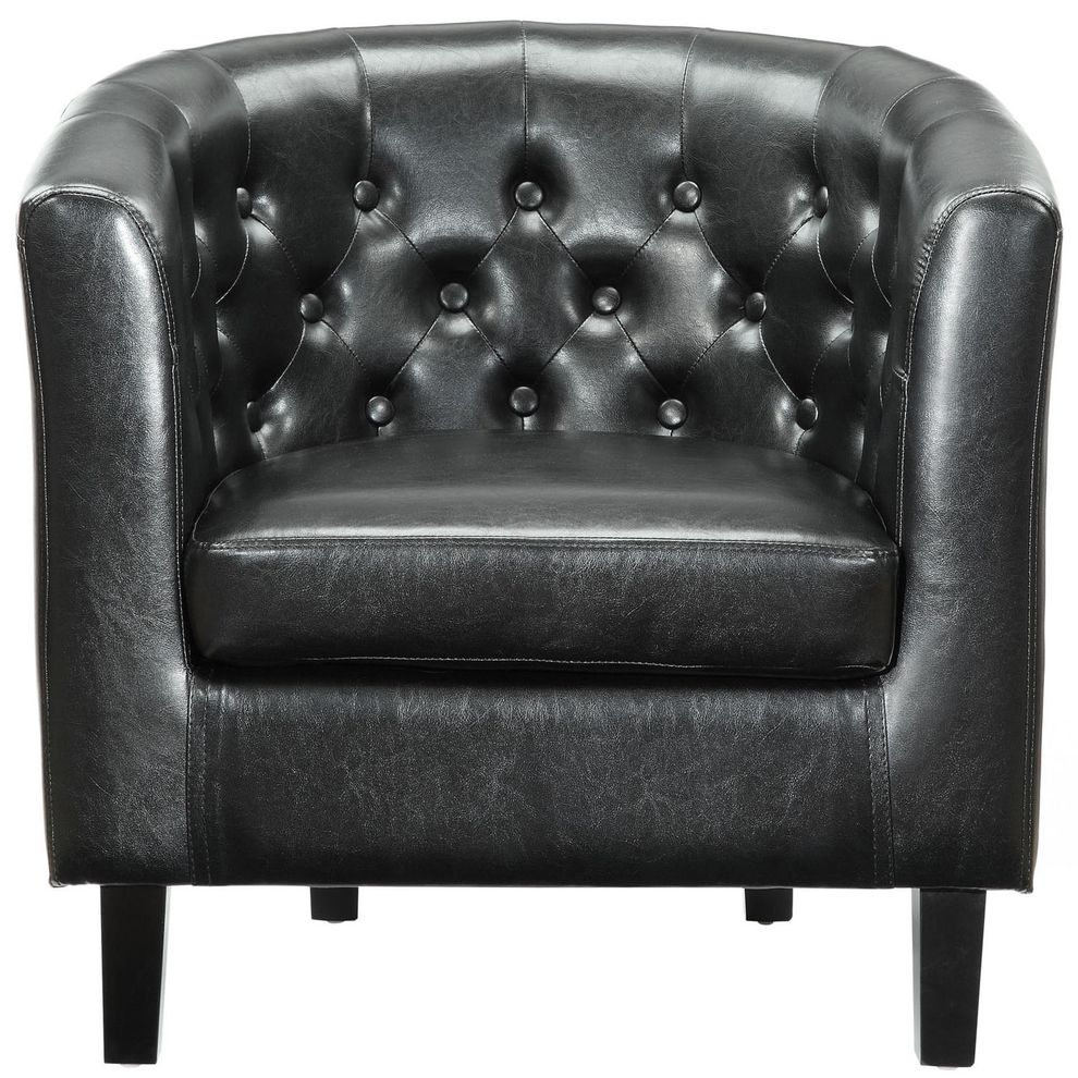 Button club style tufted back black leather chair by Modway