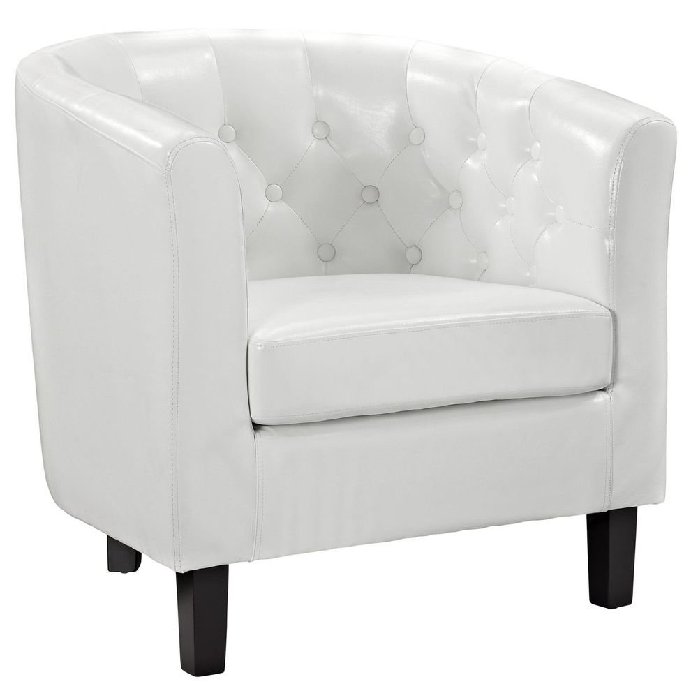 Button club style tufted back white leather chair by Modway