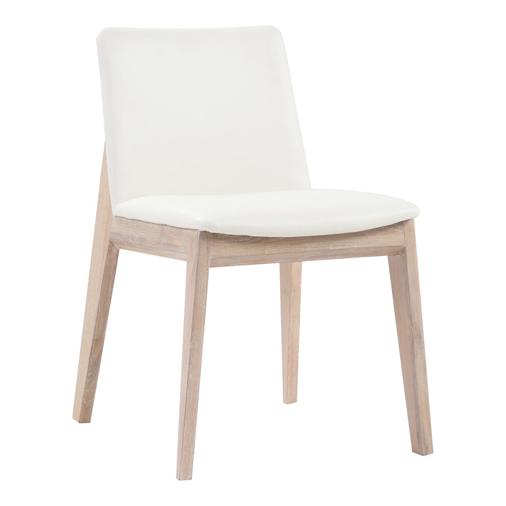 Mid-century modern oak dining chair white pvc-m2 by Moe's Home Collection