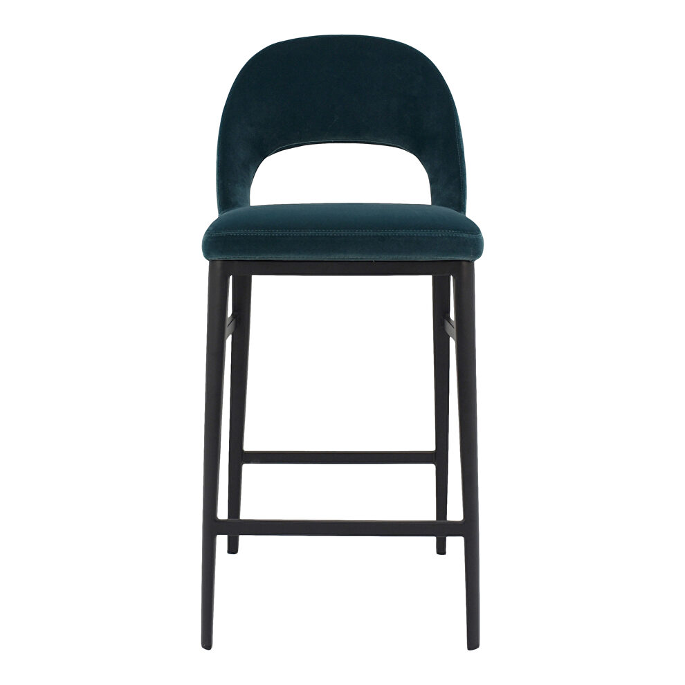Retro counter stool teal velvet by Moe's Home Collection