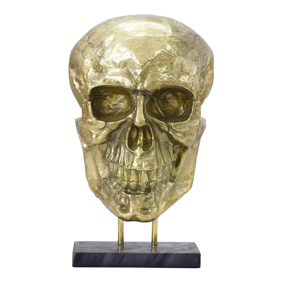 Contemporary skull statue gold by Moe's Home Collection