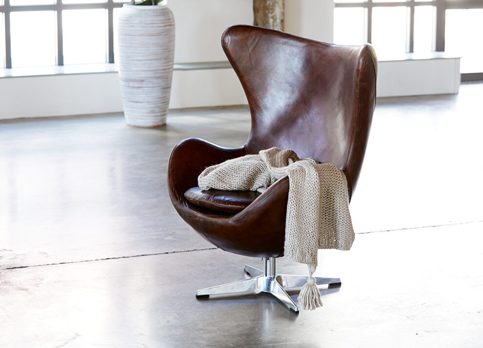 Modern anne swivel club chair brown by Moe's Home Collection