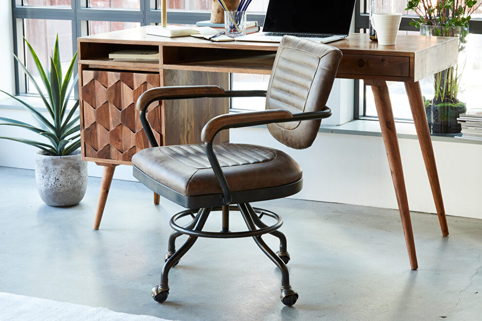 Industrial swivel desk chair - soft brown by Moe's Home Collection