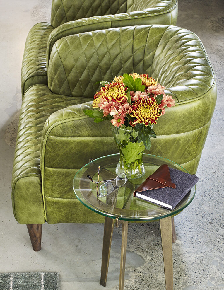 Retro tufted leather arm chair emerald by Moe's Home Collection