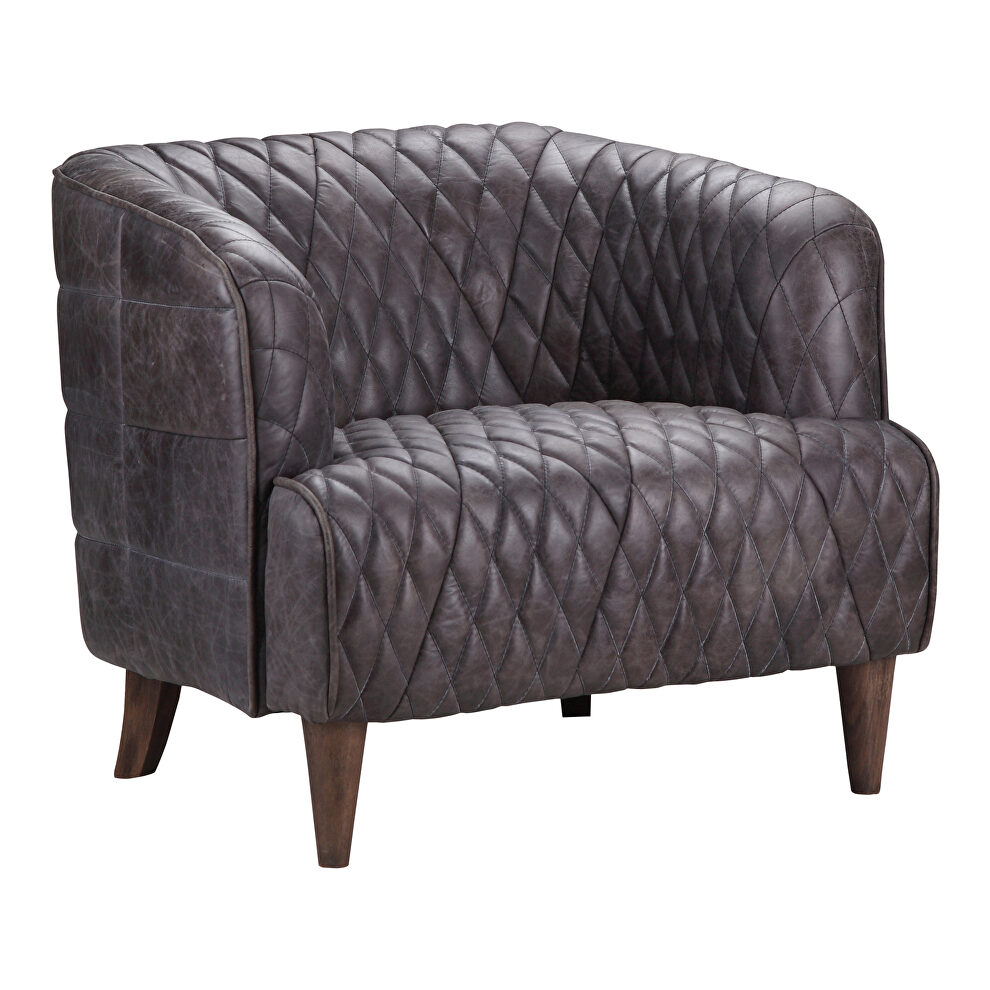 Retro tufted leather arm chair antique ebony by Moe's Home Collection