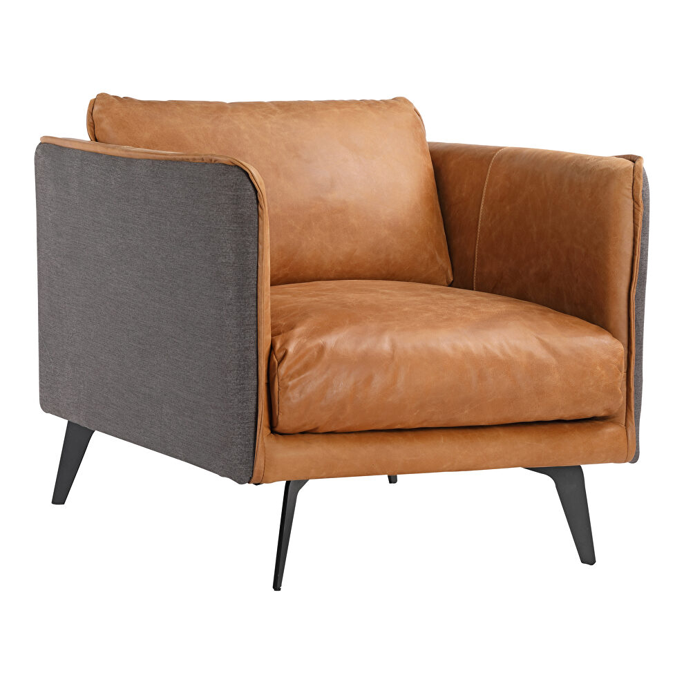 Mid-century modern leather arm chair cognac by Moe's Home Collection