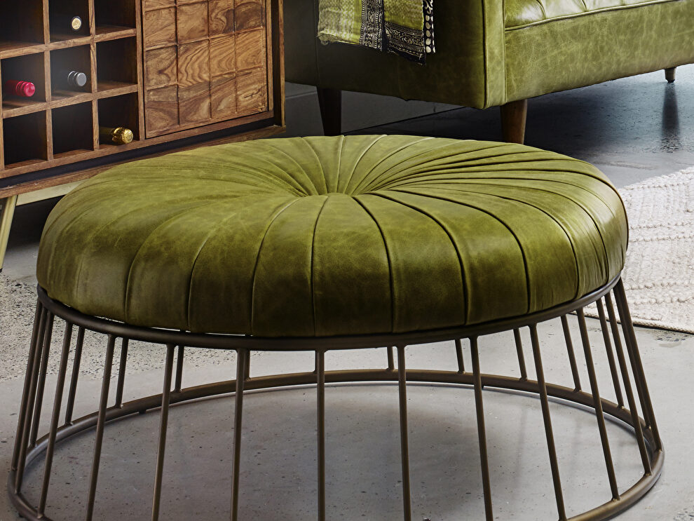 Retro leather ottoman green by Moe's Home Collection