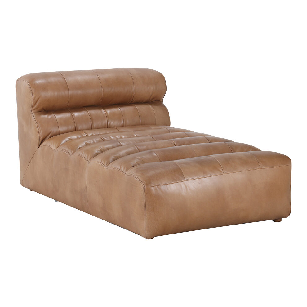 Contemporary leather chaise tan by Moe's Home Collection