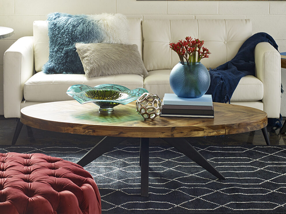 Rustic oval coffee table by Moe's Home Collection