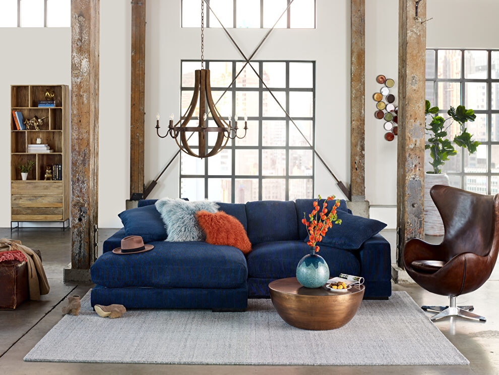 Contemporary reversible sectional in navy fabric by Moe's Home Collection